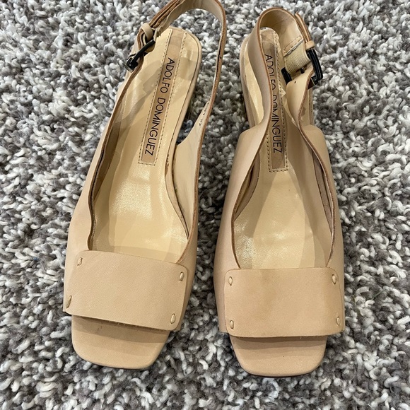 Almost new! Leather Adolfo Dominguez summer tan gold comfortable heels sandals - Picture 5 of 12